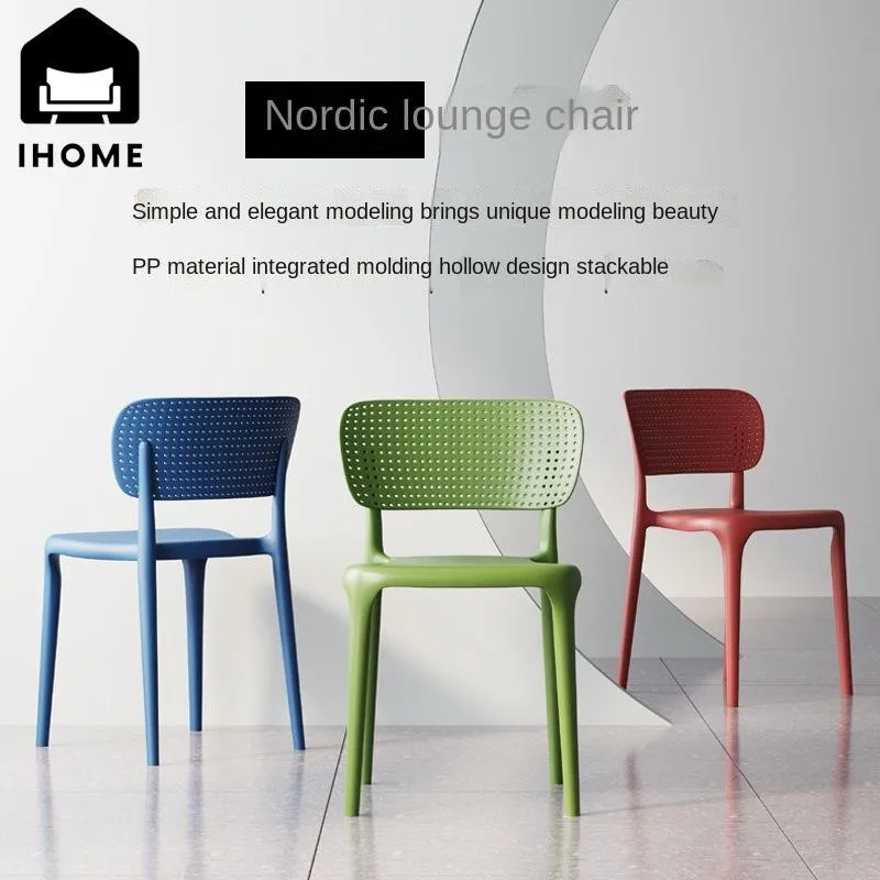 IHOME Hollow Nordic Modern Minimalist Hot Selling Plastic Dining Chair Thickened Home Economic Makeup Stool Office Desk Chair