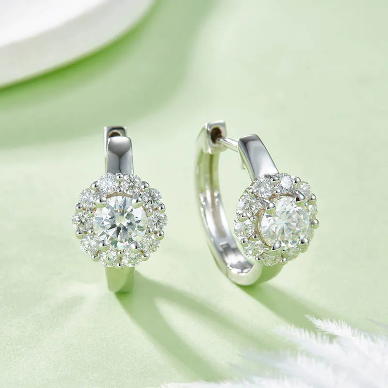 1,6 cttw D Farbe Moissanit Sonnenblume Creolen Frauen 925 Sterling Silber Edlen Schmuck Diamant Blume Ohrringe Huggie Gra – Detail 4