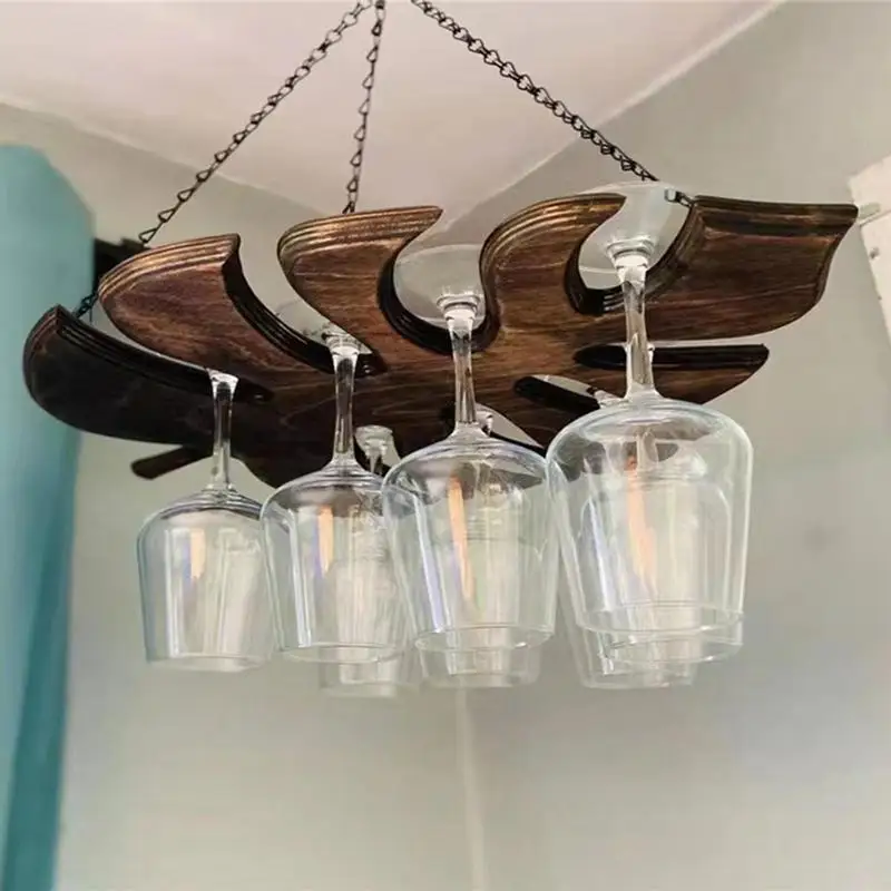 

Wine Glass Rack Monstera Leaf Shape Wooden Ceiling hanging Wine Glass Holder home kitchen bar wine cellar case accessories