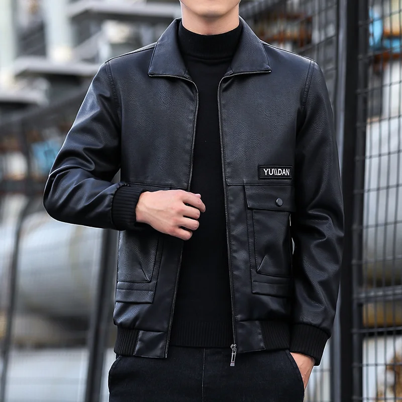 

2022 New Winter Jacket Men Leather Jacket Homme Middle-aged And Eldely Mens Fleece Thickened Faux Fur Coat Man Pu Coats Jacket