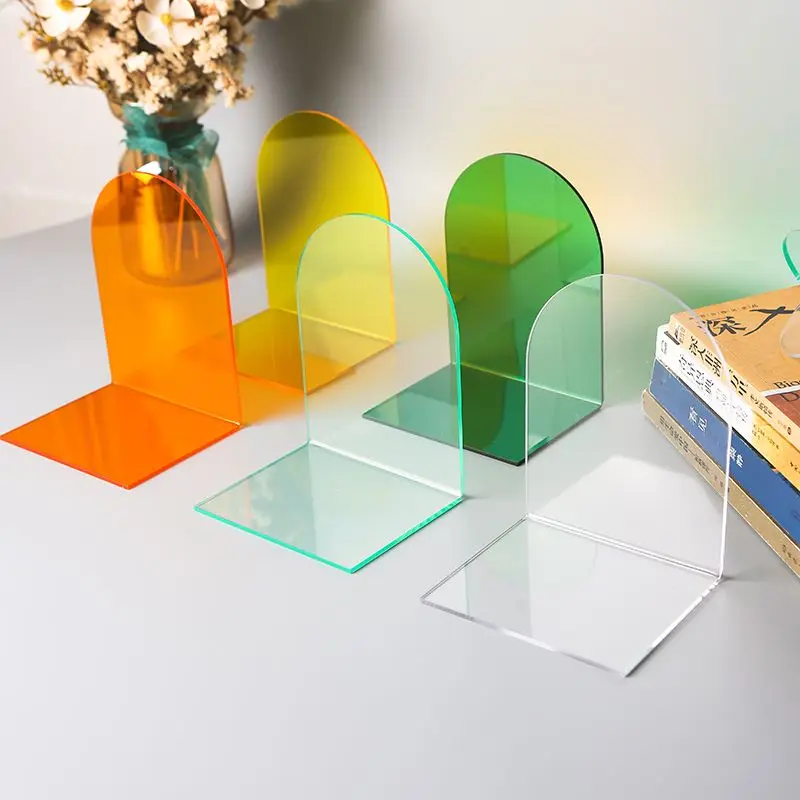 

Color Acrylic Book Stand Bookend Stationery L Simple Message Board Stand Desk Book Shelf Organizer Student Fixed Book Holder