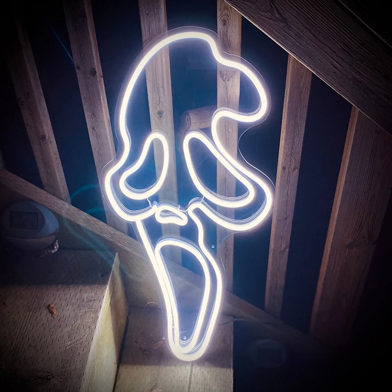 

Neon Sign Custom Ghost Face Neon Light for Halloween Party Bar Club Home Decor Led Neon Lights Bedroom Wall Decoration