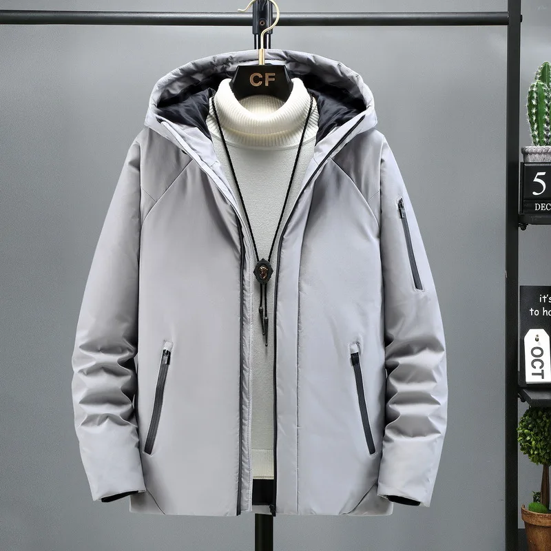 Men's Winter Jacket Casual Winter Stand Collar Puffer Thick Hat White Duck Parka Male Coat Men's Winter Down Jacket With Hood