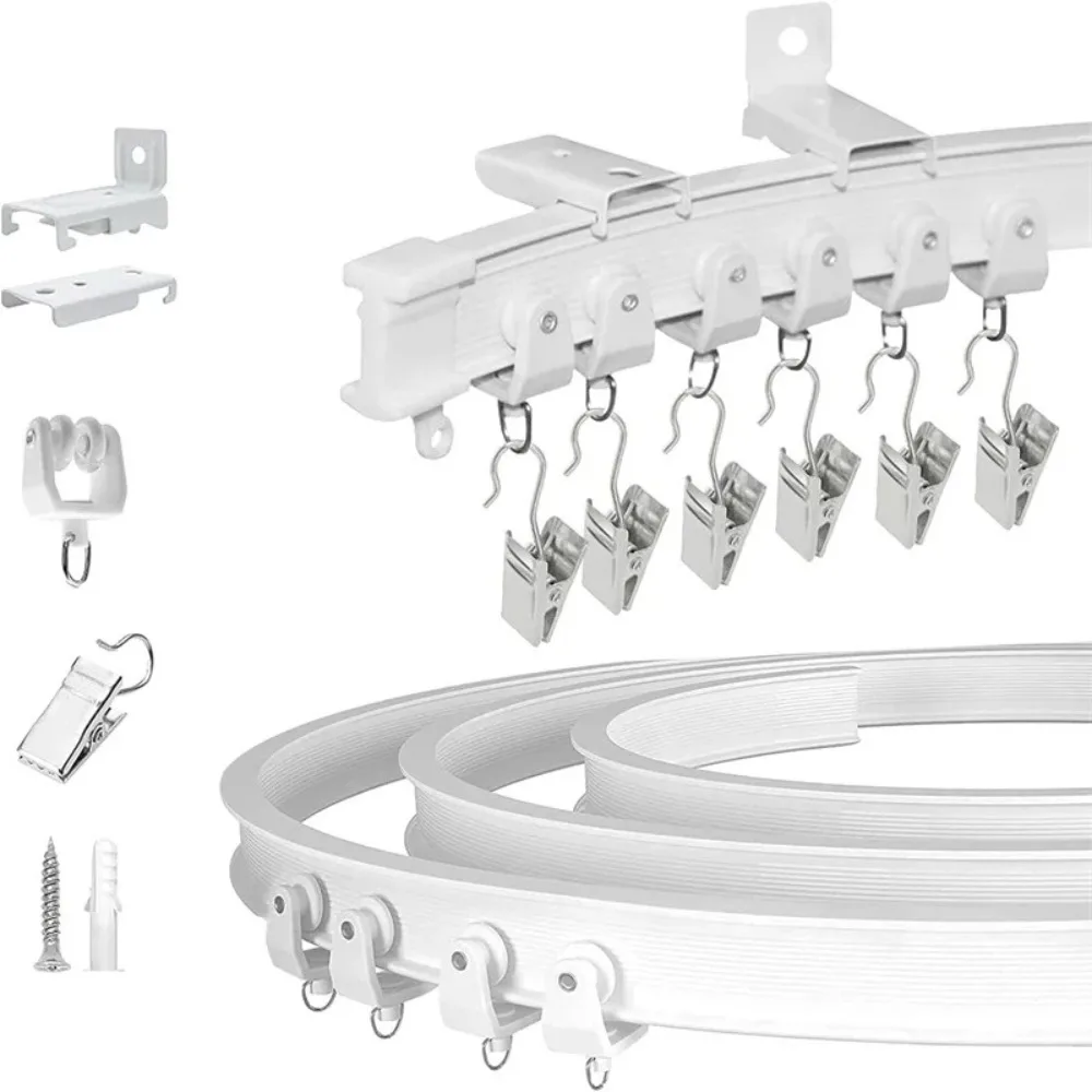 Easy to Install 2/3m Curtain Track Flexible Bendable U-shaped Curtain Rail Slide Ceiling Wall Mount