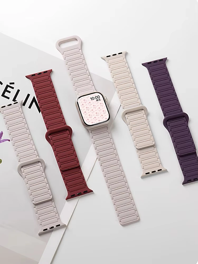 รูปสินค้า สายซิลิโคนแม่เหล็ก iWatch 40-49 มม. ปรับได้ ใส่สบาย ทนทาน