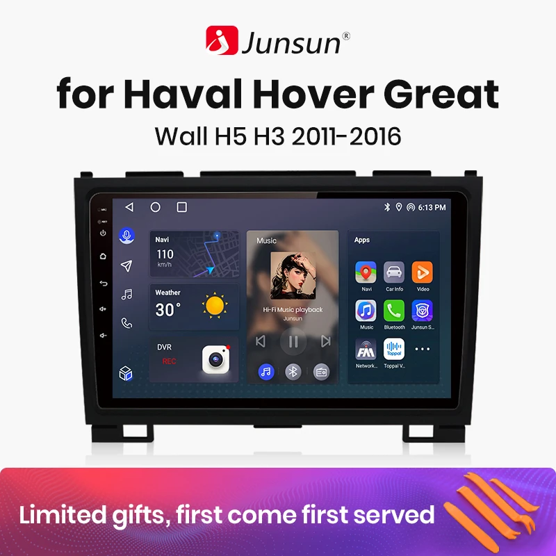 

Junsun V1 AI Voice Wireless CarPlay Android Auto Radio for Haval Hover Great Wall H5 H3 2011-2016 4G Car Multimedia GPS 2din