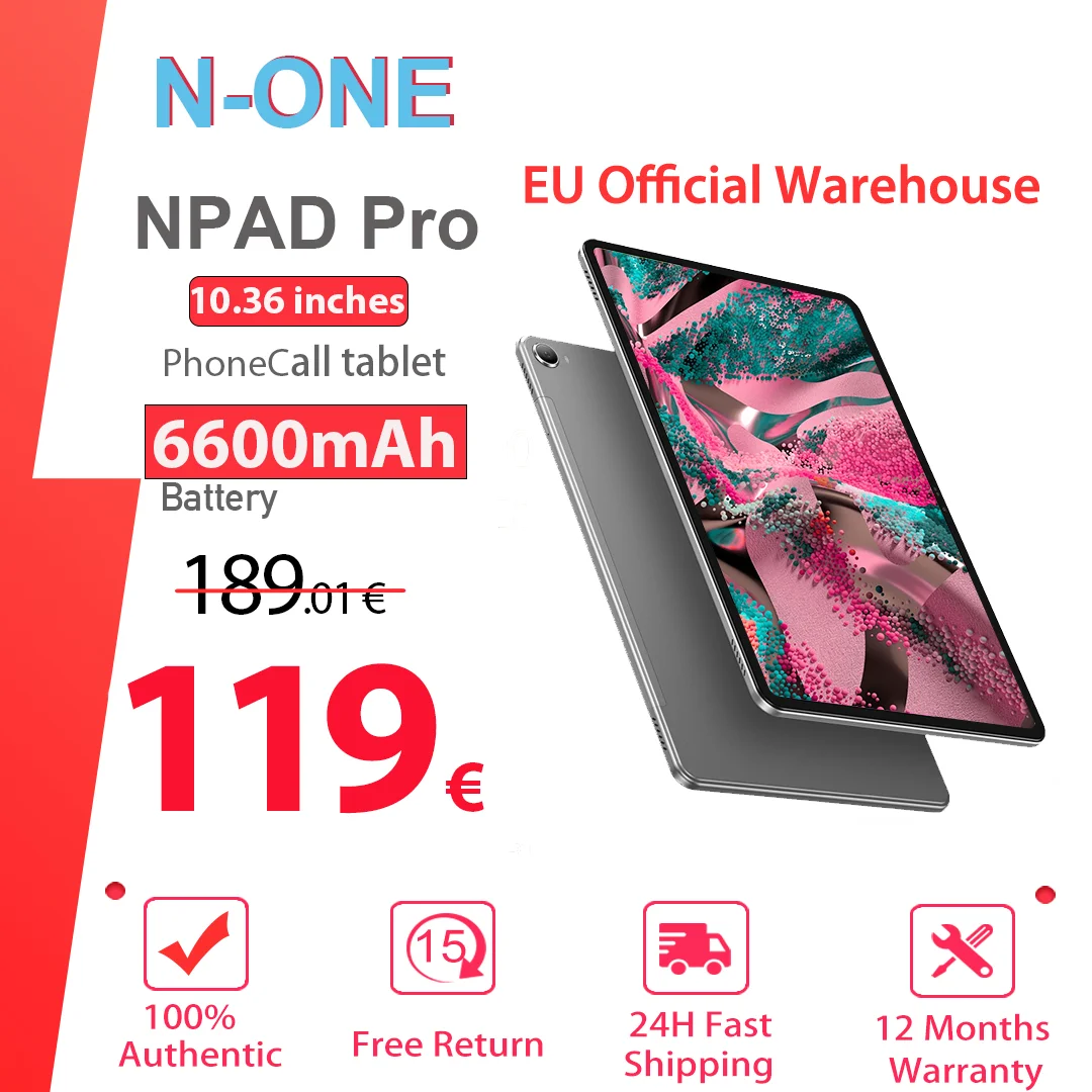 N-one Npad Pro Android 12 Tablet PC 10.36 ''8GB RAM 128GB ROM