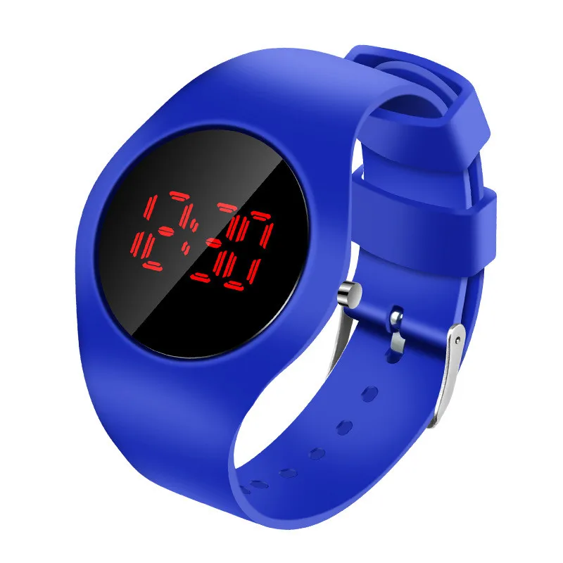 2021 New Round Touch Bracelet Watch Student Led Electronic Watch Fashion Children's Silicone Swimming Waterproof Watch Kids Gift 