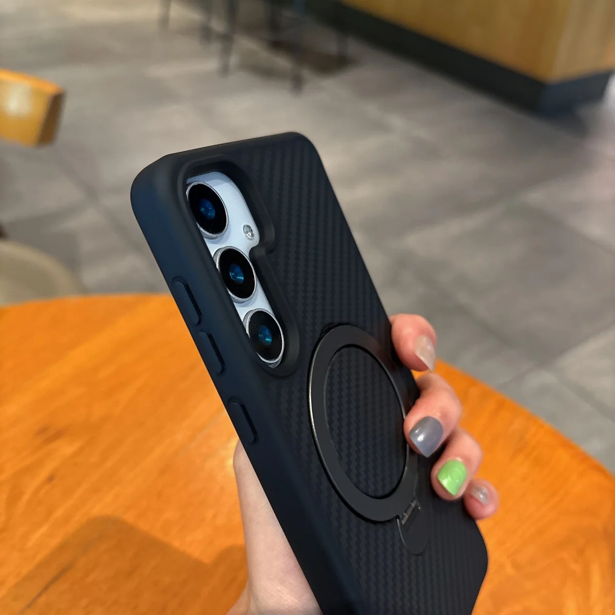 Versatile 360° Magnetic Stand Carbon Fiber Kevlar Phone Case with Magsafe Bracket