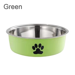 Non - Slip Stainless Steel Pet Water Bowl with Rubber Base - M (Green)