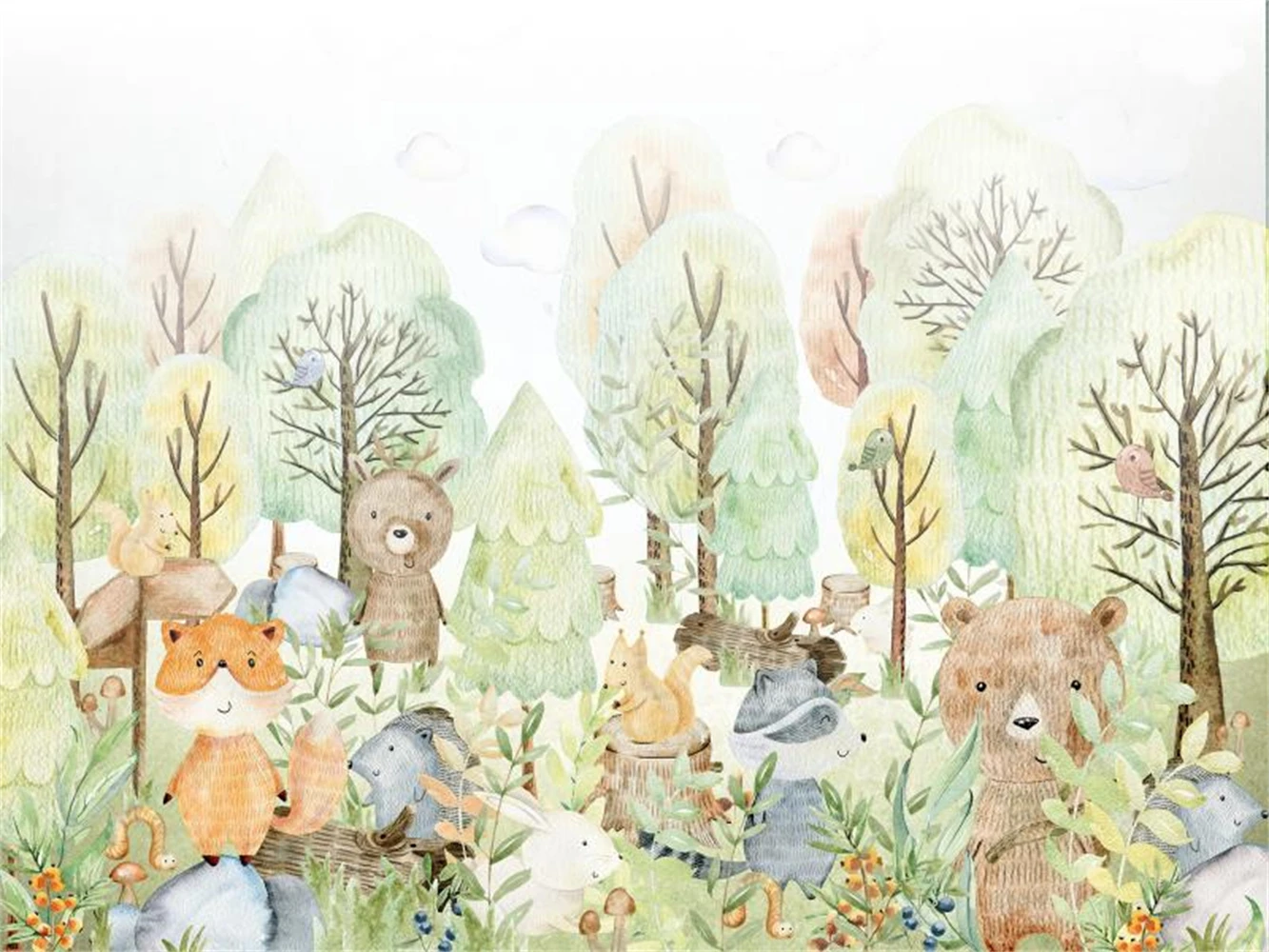 детские обои лес. фреска в детскую лес. детские обои лес. Affresco сказочный лес. панно лес на стену.