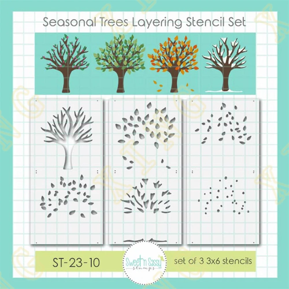 

Seasonal Trees Layering Stencils DIY Layering Stencils Wall Painting Scrapbook Coloring Embossing Album Decorative Paper Card