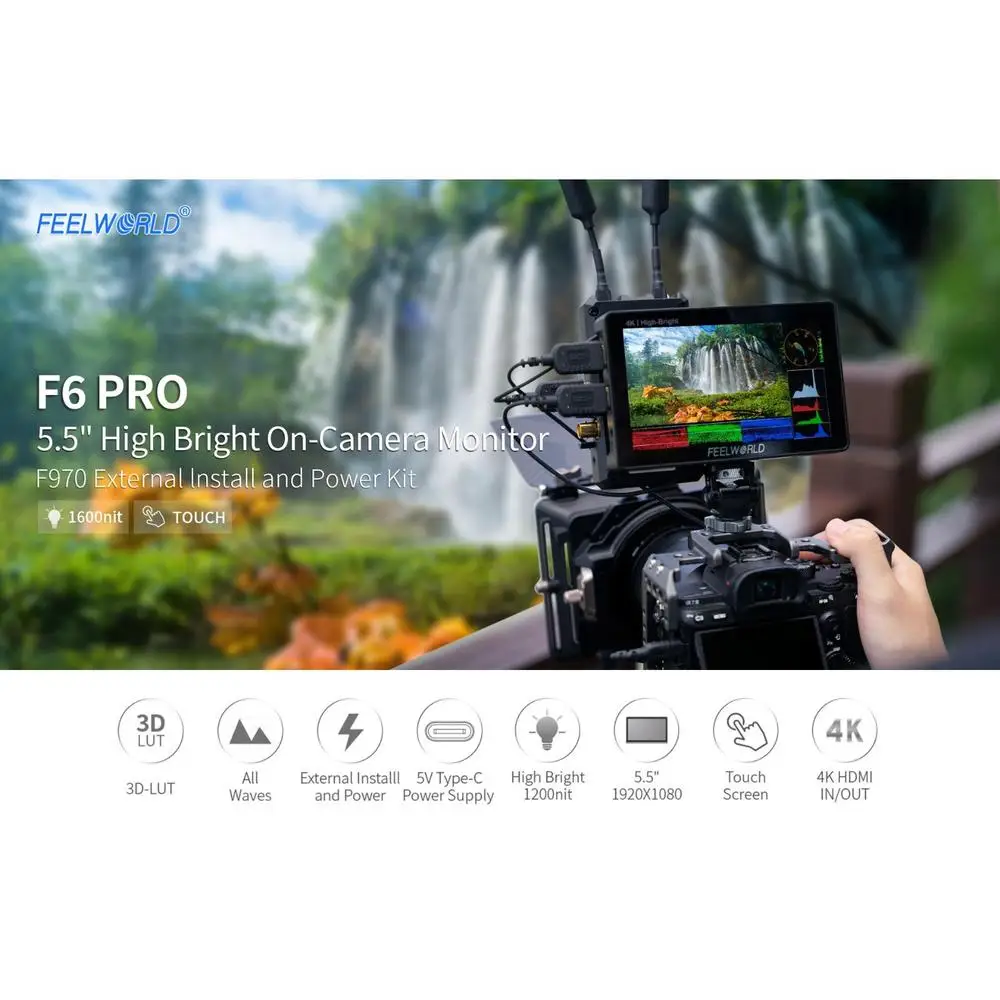 F6 Pro 5.5 Inch DSLR Camera Filed Monitor Touch Screen 1600nits Ultra Bright IPS