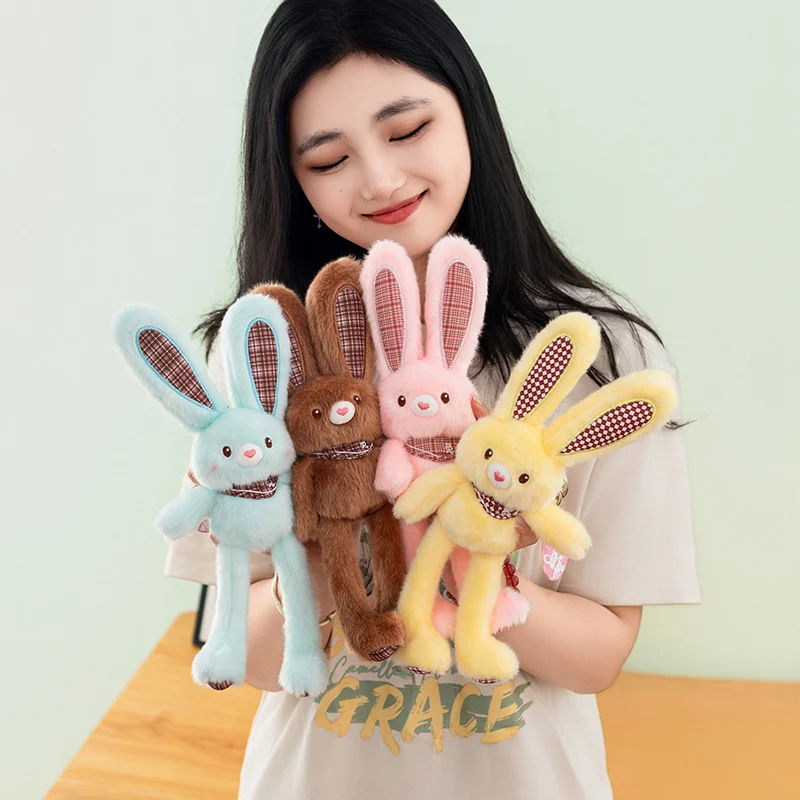 Cute Pull-Out Rabbit Plush Toy Keychain - Charming Bunny Pendant & Stress Relief Gift