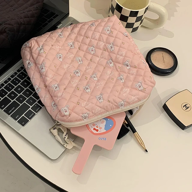YESMET Mini Makeup Bag, Cotton Small Makeup Bag for Purse, Quilted Floral  Cosmetic Bag with Inner Layer, Travel Zipper Makeup Pouch Period Bag Gifts