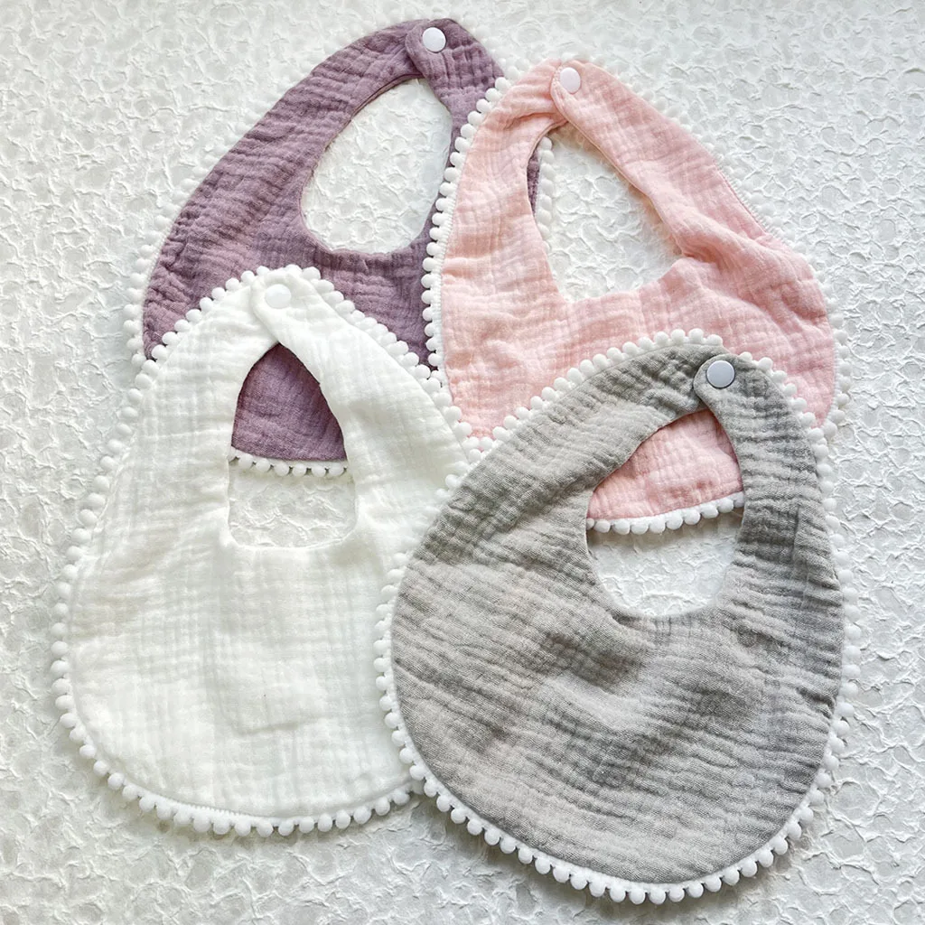 Boys and Girls Pure Cotton Candy Colored Comfortable Saliva bib Baby Solid Lace Saliva Towel Saliva Towel Baby Supplies 4