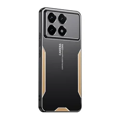 Luxury Laser-Carved Shockproof Metal Back Cover in Aluminum Alloy for Xiaomi Poco C51 (Gold)