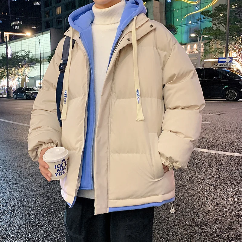 

Мужская зимняя куртка из искусственного хлопка, новинка 2023, теплая хлопковая куртка с капюшоном, хлопковая куртка, Корейская версия, утепленная пуховая куртка