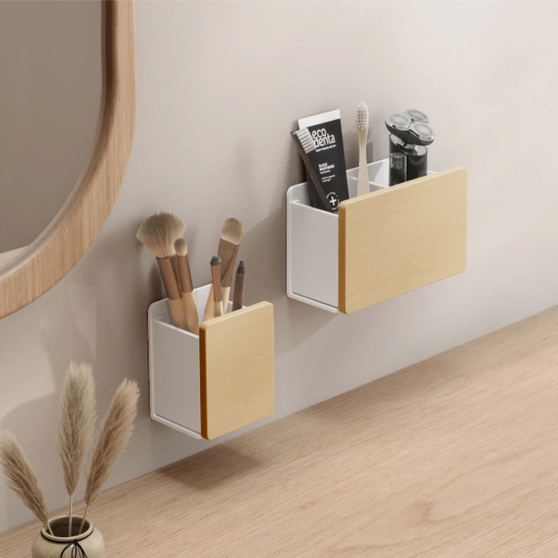 Desktop Remote Control Storage Box, Sundries Box, Pen Holder, Stationery, Makeup Brush, Bathroom Shelf, No Punch 5
