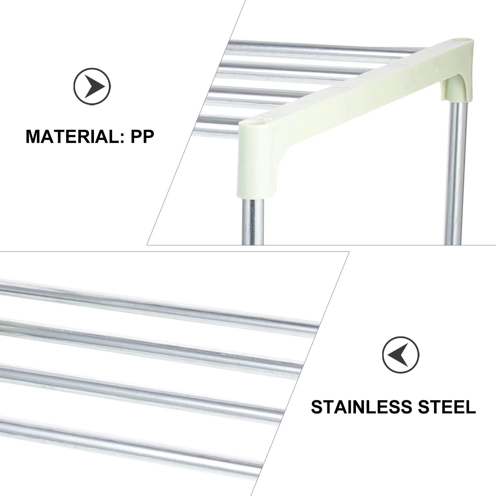 Shoe Rack Porch Storage and Assembly Shoe Rack Stainless Steel 3-Tier Shoe Rack Shoe Shelf Storage Organizer For Closet Entryway 6