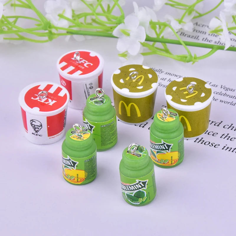 

10pcs Y2k Fashion 3D Family Bucket Chewing Gum Resin Charms Pendant for DIY Earring Keychain Bag Bracelet Jewelry Making