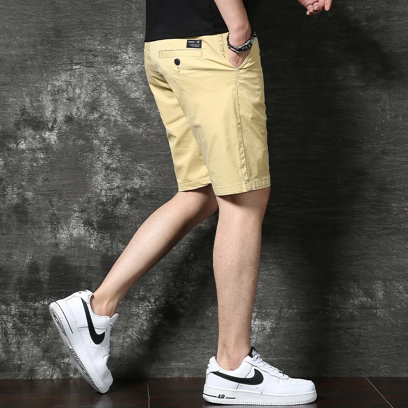 Summer Shorts Men Fashion Korean Style Red Cotton Straight Casual Outdoor Sport Lightweight Short Pants