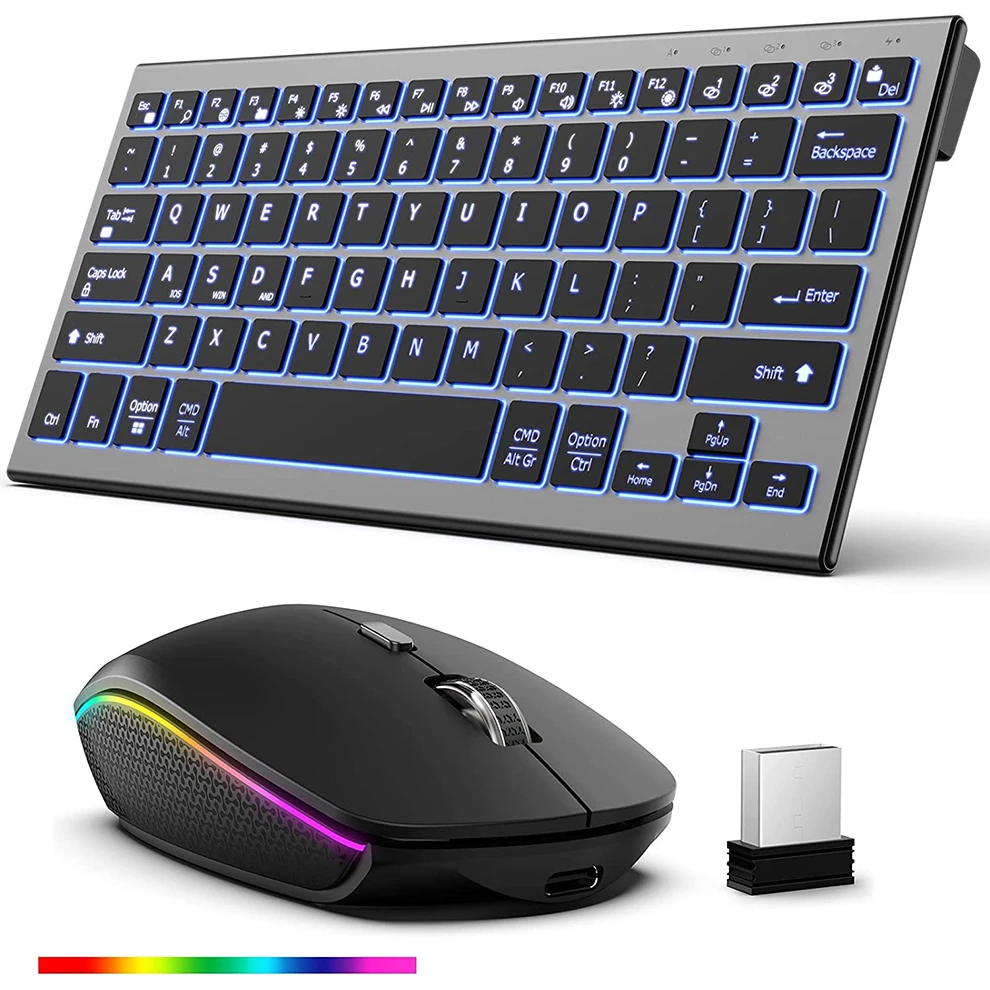 SeenDa Backlit Wireless Keyboard And Mouse Multi Device 2 4G USB 