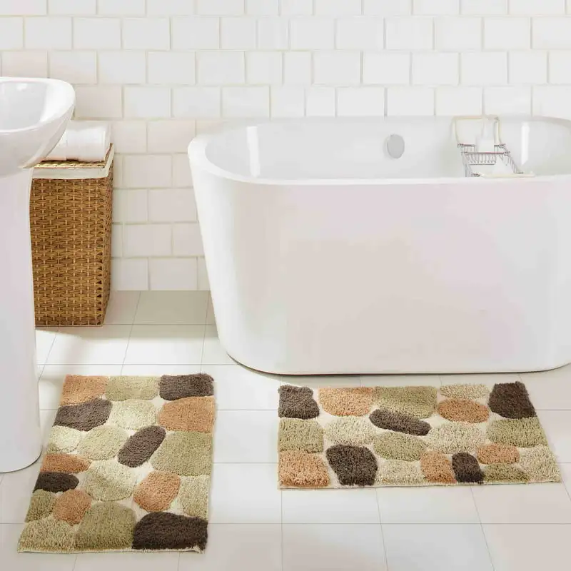 

2 Piece Khaki Washable Bath Rug Set (20"x32" & 20"x32")