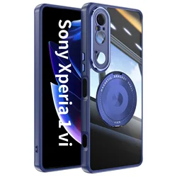 Sleek Magnetic Metal TPU Case with 360° Protection and Wireless Charging Compatibility for Xperia 1 VI (Navy Blue)