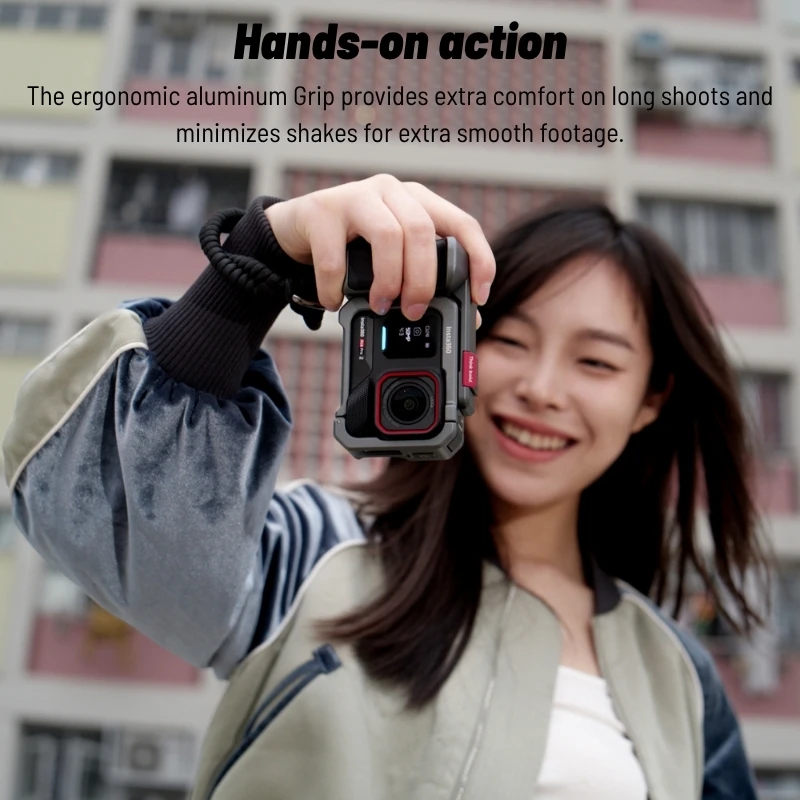 Nitze Xplorer Grip Kit For Insta360 Ace Pro 2/Ace Pro/Ace, Paquete De Empuñadura Xplorer Con Jaula Ace Pro 2, Cold Shoe Shutter Button, Compatible Con Disparos Verticales Y Horizontales - T-IN04B