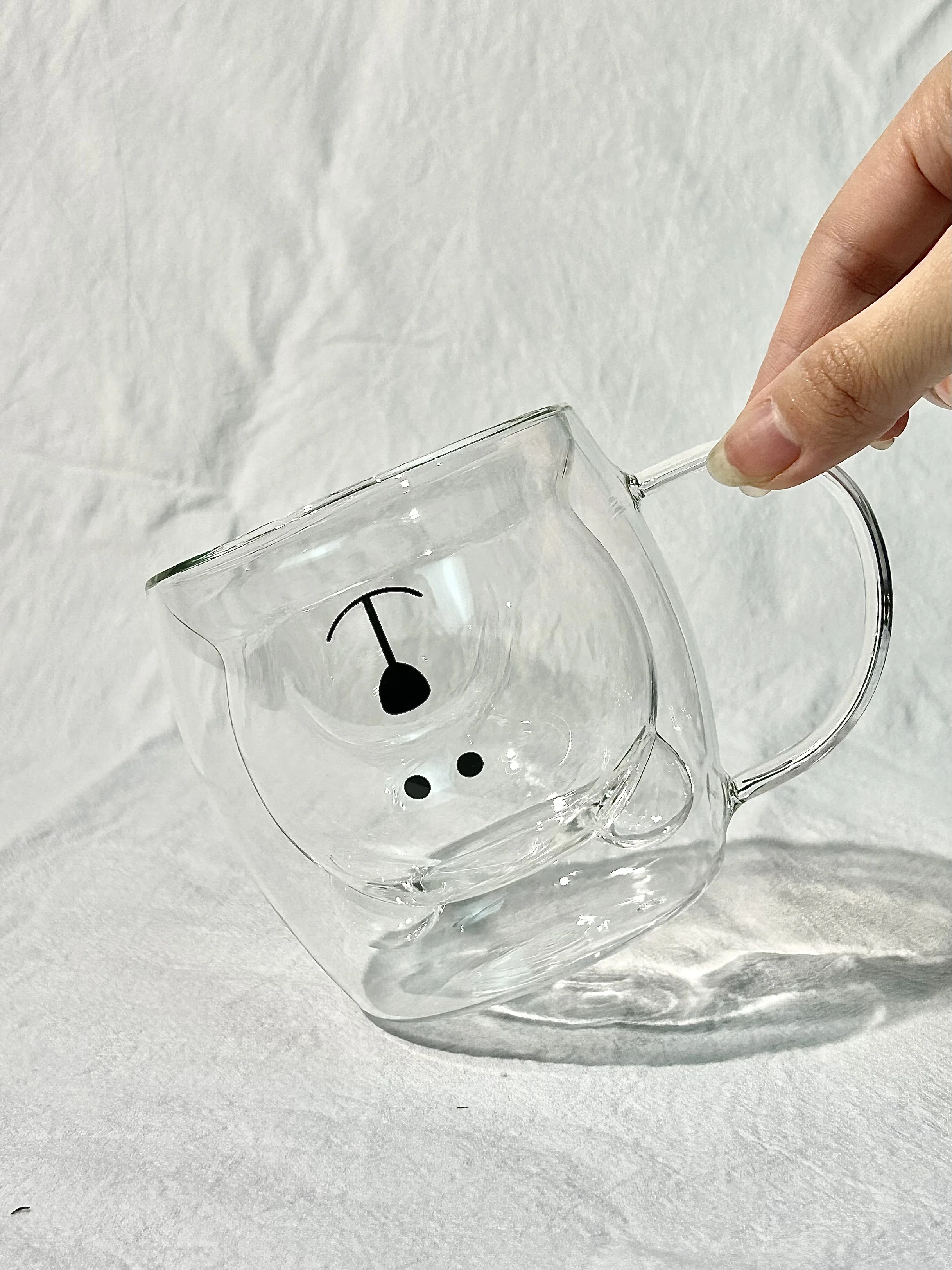 1pc Creative Cute Bear Double-layer Coffee Mug, Carton Double Glass Cup Milk Glass Lady Cute Bear Gift Christmas Gift Girls Gift