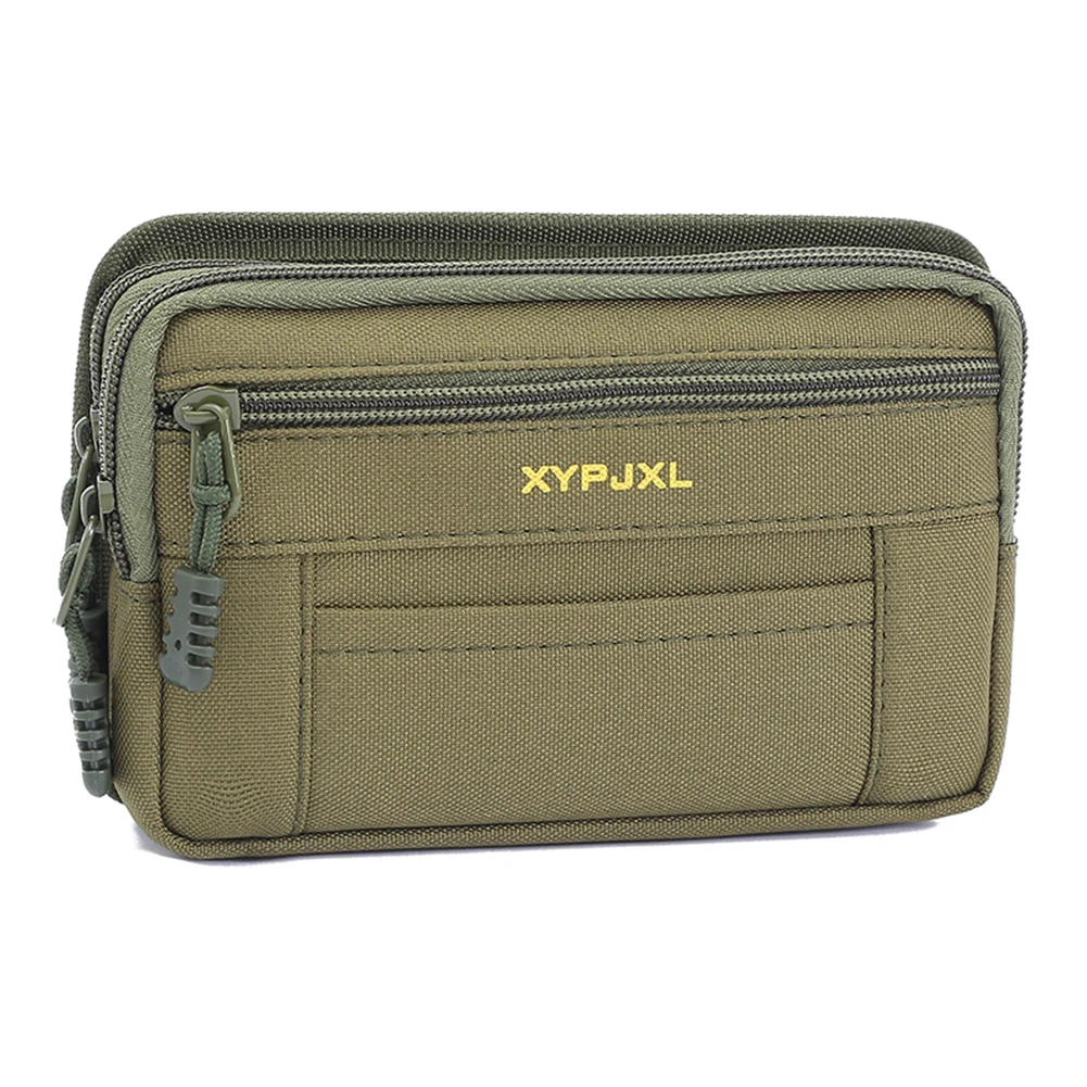 Multi Layer Men Phone Pouch Belt Waist Bag Fanny Pack Canvas Purse Mobile Phone Bag Small Pocket Design Belt Pouch Bag for Phone