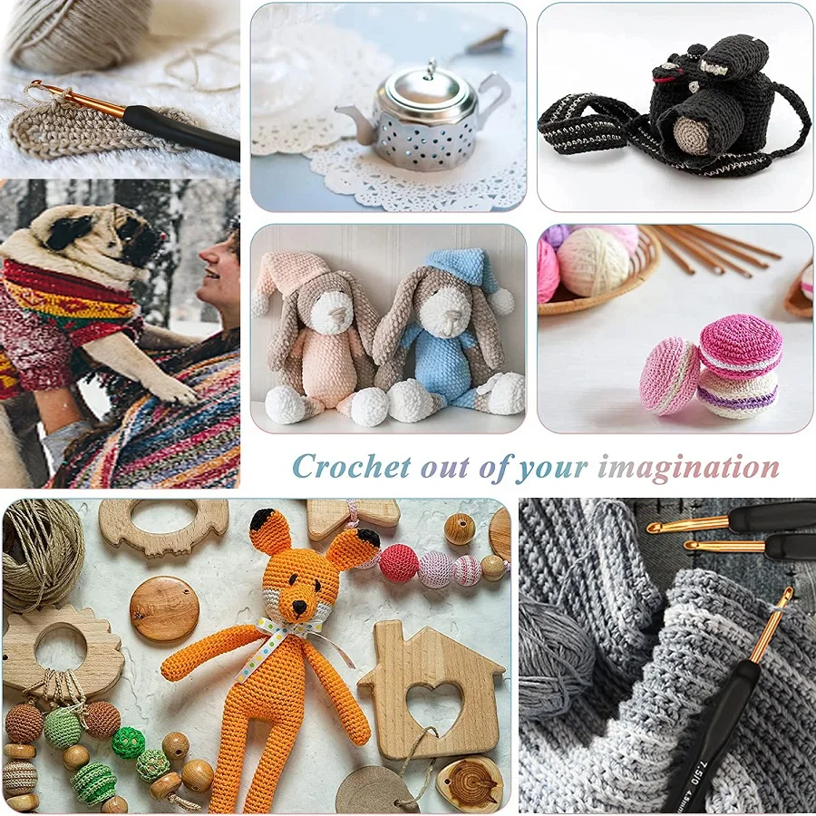 9Pcs Ergonomic Crochet Hooks Set 2.0-6.0mm with Soft Comfort Grips - Arthritis Friendly Knitting Needles for Hand Pain Relief