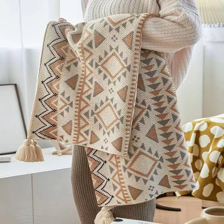 Bohemian-Tapisserie-Nickerchen-Decke-Weichen-Quaste-Gestrickte-Decken ...