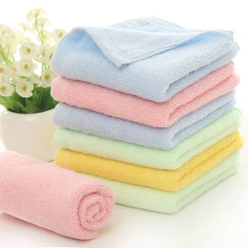 10 Pcs/Set Bamboo Fiber Face Towel 25x50cm Soft Children Hand Towel for Home Kitchen Bathroom 1