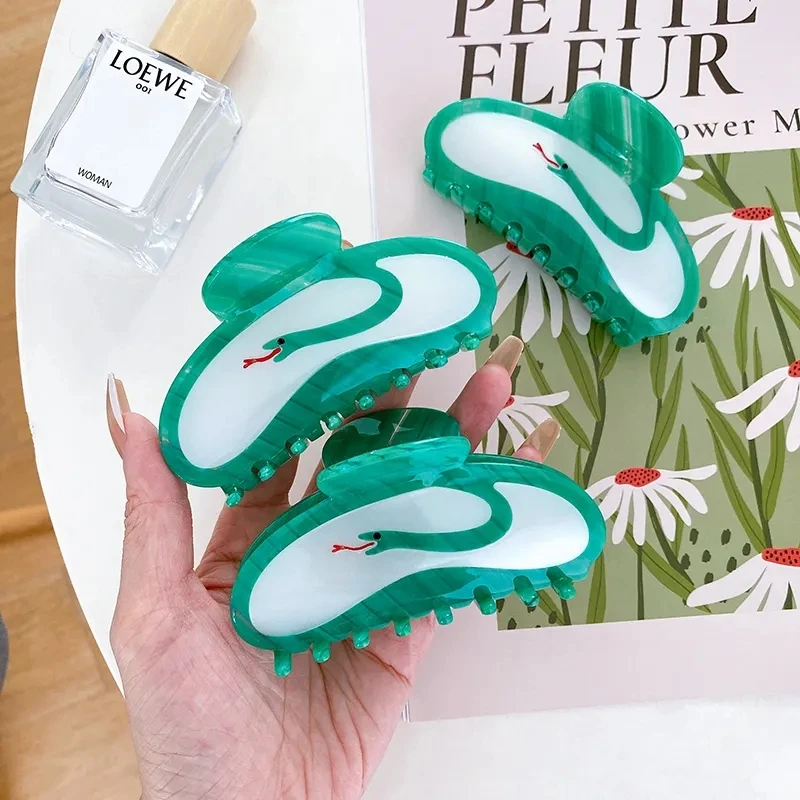 

Korean New Design 9.6CM Plate Splicing Snake Clip Premium Rhinestones Acetic Acid Shark Clip Hair Accessories Dorp Shipping