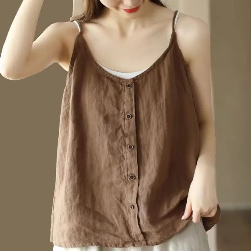 Dam Cami Top V-ringning Batik Bomull Polyester