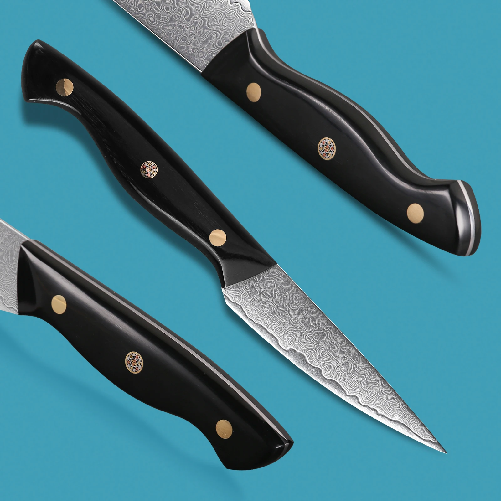 AUS10 Damascus Steel 3.5" Paring Knife Small Kitchen Knife Sharp Fruit