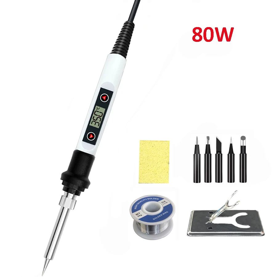 electric solder 80W Digital Electric Soldering Iron Set Kit 220V 110V Temperature Adjustable Welding Equipment Soldering Tips Rework Repair Tool best soldering station Welding Equipment