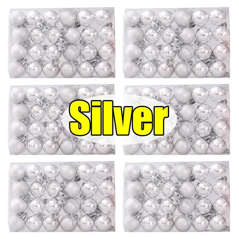 thumbnail image 1 of Juego de 24/144 mini bolas navideñas galvanizadas, colgante para árbol de Navidad, adorno colgante para fiesta de Año Nuevo, decoración del hogar, 1 of 5