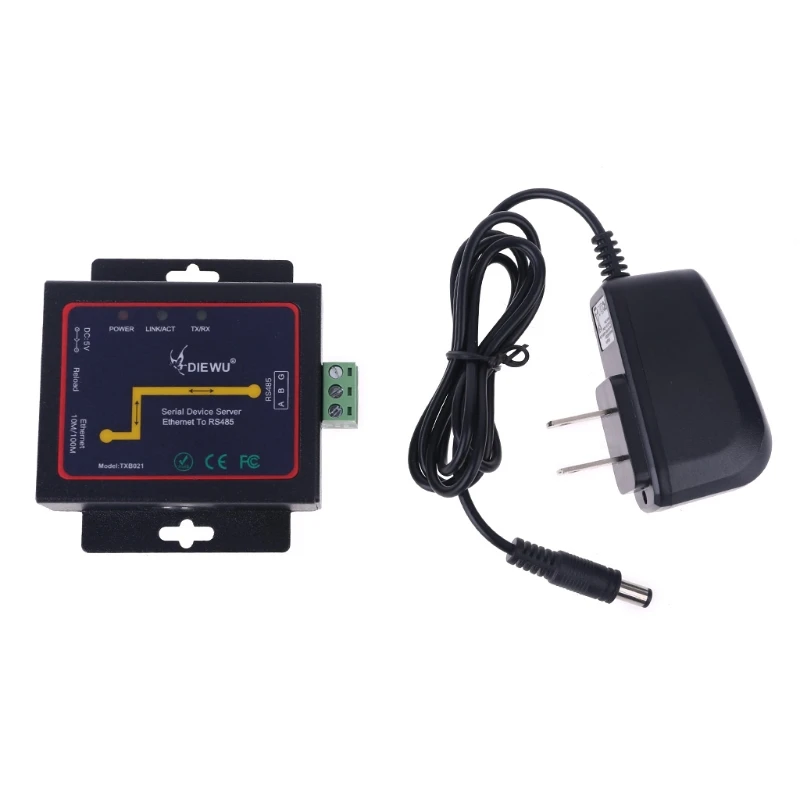 Serial Server RJ45 to RS485 LAN Ethernet Converter Module with Built-in Webpage US Plug Adapter