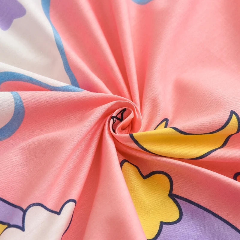 Cartoon Unicorn Printed Cotton Fitted Sheet 3 Pieces Bedding Set for Children's Girls Bed Cover Pink Non-slip Mattress Protector 5