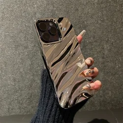 Luxury Glossy 3D Wave Pattern Case with Fashion Bright Bumper - iPhone 12 (Plating SL)