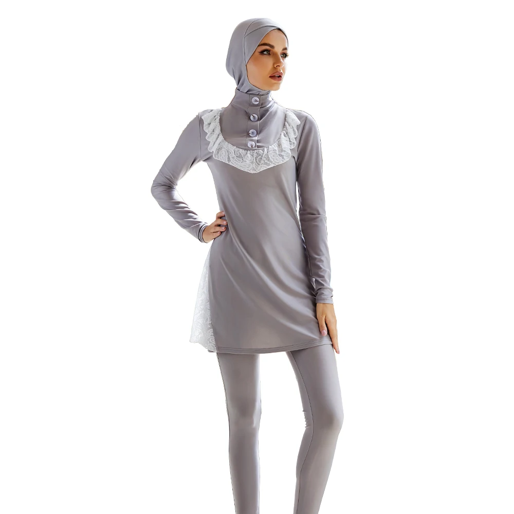 Southeast Asia Full-coverage Swimsuit For Hijabi Wome Conservative Stitching Block Swimsuit Three-piece Sunscreen Split Swimsuit