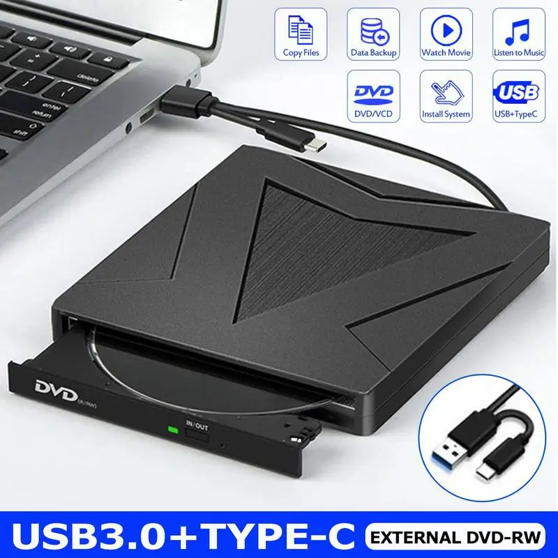 노트북용 외장 CD 드라이브, USB 3.0, 휴대용 CD 플레이어 및 라이터, 고속 CD ROM 리더, 리라이터 라이터, 외장 디스크