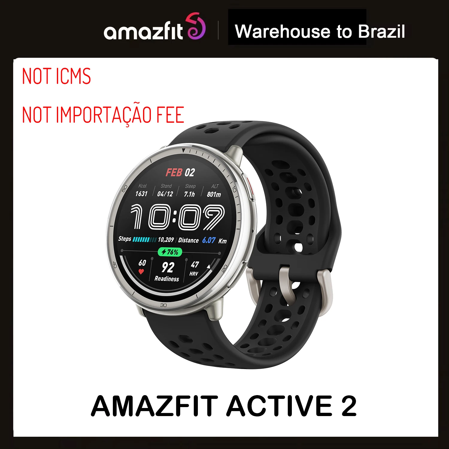 Original Amazfit Active 2 Round Smart Watch 10-day Battery Life Smartwatch For IOS phone Android