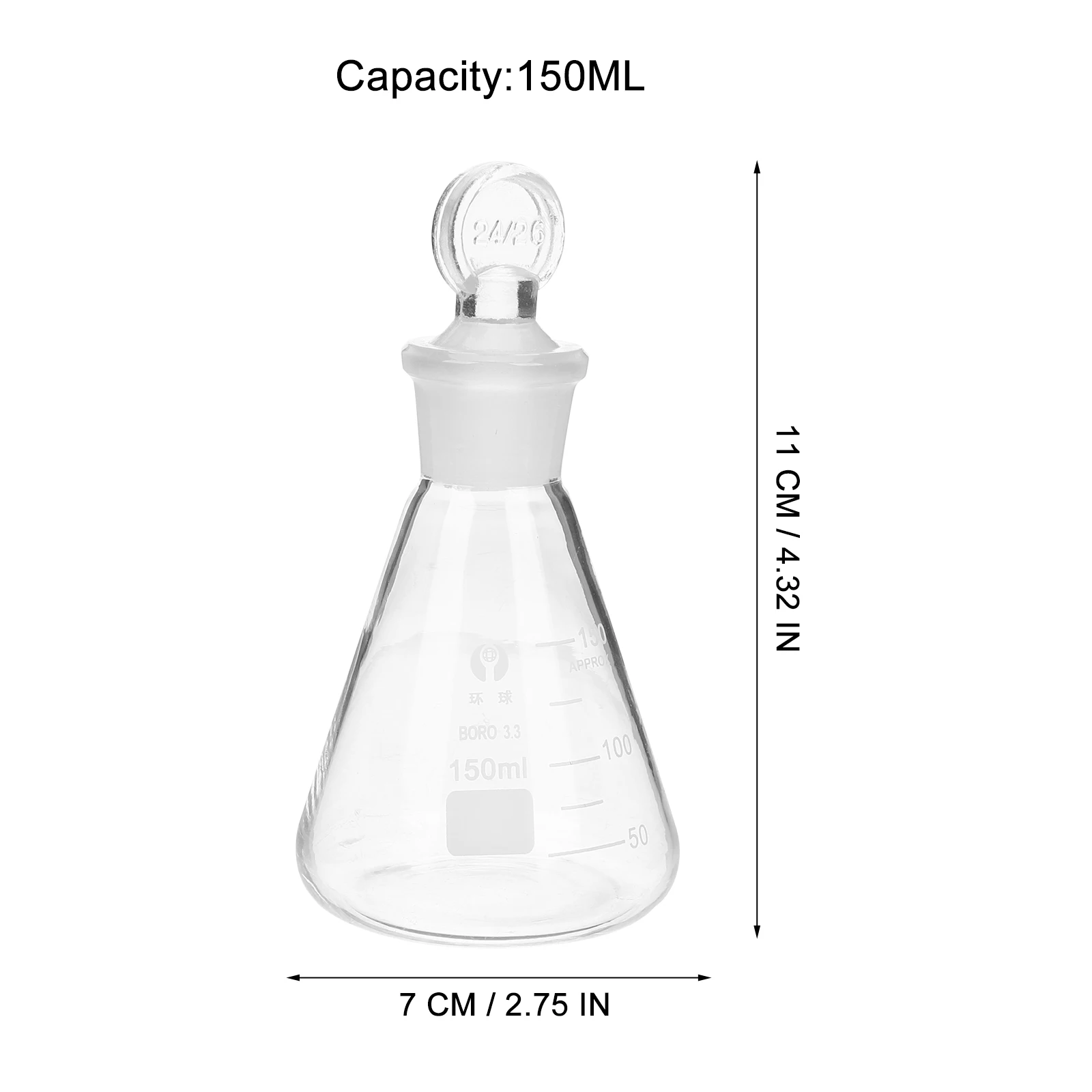 150ml Beaker Erlenmeyer Flask with Stopper Triangle Erlenmeyer Conical Flask Chemistry Necklace Glass Laboratory Supplies