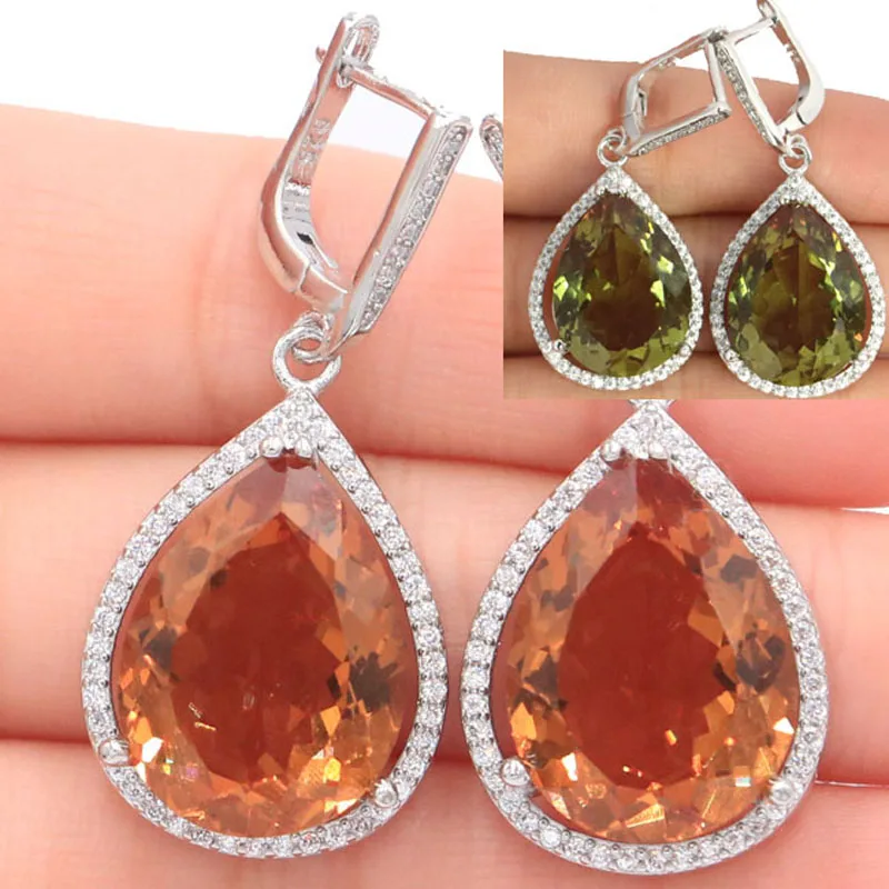 43X19Mm Colore Che Cambia Zultanite Colore Che Cambia Alessandrite Topazio Fuoco Arcobaleno Topazio Mistico Kunzite Cz Orecchini In Argento Ciondolo