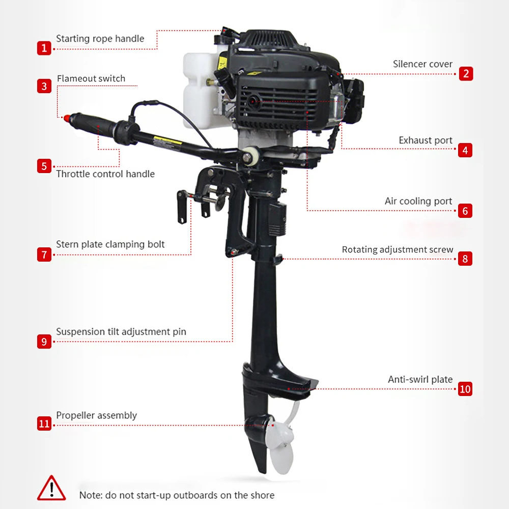

4.0 hp four-stroke outboard motor propeller boat hook marine motor