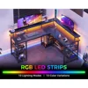 59" L Shaped with Power Outlet and LED Lights, with USB Ports, Reversible L Shape Desk with Storage Shelves & Monitor Stand 5